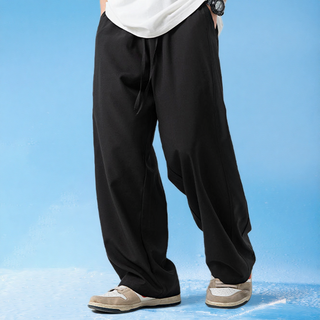 HANYO 여름용 루즈핏 스트레이트 냉감 아이스 실크 캐주얼 팬츠