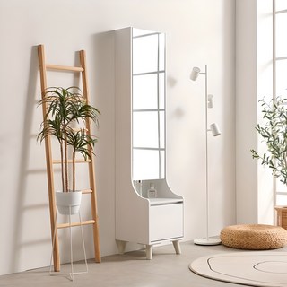 데코라인 시크 전신거울 수납화장대 방문설치, 화이트