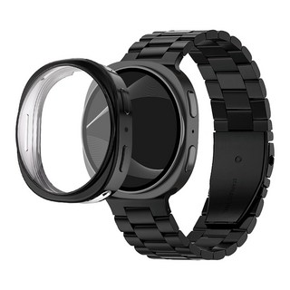 아이메이드잇 갤럭시워치 스탠다드 메탈 스트랩 + 유광 케이스 세트, 블랙, 1개