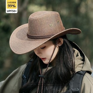 棉麻西部牛仔帽子男女夏季戶外旅遊拍照遮陽防曬大沿爵士帽