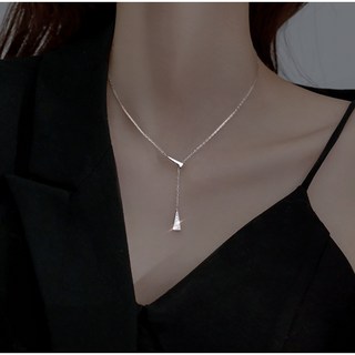 [925 Silver] [2color] 델리아 트라이앵글 드롭 목걸이 우아한 라인 조절 가능 초커 주얼리