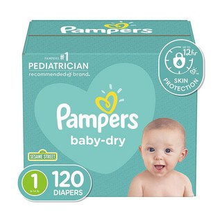 팜퍼스 Pampers 팸퍼스 베이비 드라이 슈퍼팩 신생아 일회용 기저귀 1단계 (3.6-6 kg) 120개입 2팩, 240매