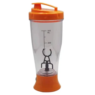 350ml 전기 단백질 셰이커 믹싱 컵 자동 교반 물병 피트니스 체육관을위한 원 버튼 스위치 Drinkware, 02 Orange