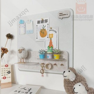 照片牆留言板組合免打孔置物架掛鉤毛氈牆面貼展示板軟木板幼兒園, 走线款卡其色, 1個