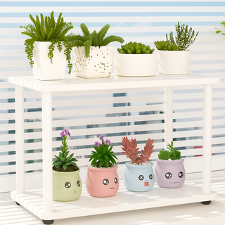 모스터 거실 화분 정리대 선반대, 화이트화이트, 2단