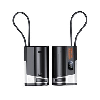 迷你LED顯示行動電源 附掛繩 輕巧便攜 多重安全保護, 黑色【22.5W超級快充-10000mAh】, Y205