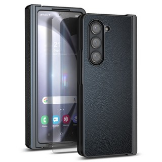 고부기 갤럭시Z폴드5 힌지보호 슬림 레더 케이스+외부액정 강화유리