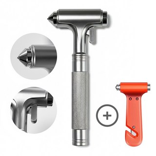 차량용 비상 탈출 안전망치 실버 1개 + 뒷좌석 비치용 안전망치 1개