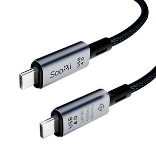 수피 240W 40G 썬더볼트 안드로이드 오토 USB4 C to C 고속 케이블 S43 40cm, 블랙, 1개