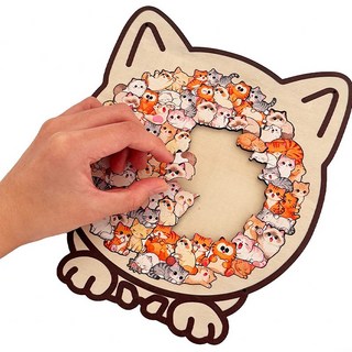 미리모아 몰입감 높은 고양이 직소퍼즐, 1개, 아이보리, 92피스