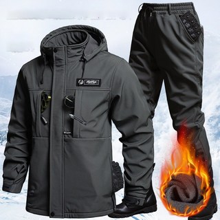 ANYOU 방한복 겨울 아웃도어 작업복 방수 방풍 플리스 세트 다용도 포켓 등산복 낚시복