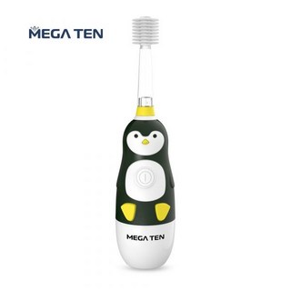 日本 VIVATEC Mega Ten 幼童電動牙刷 360度 纖柔刷毛 頂級款 6008, 企鵝, 1個, 1個裝