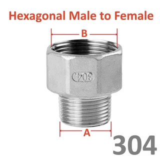 배관 연결 1/8 "1/4" 1/2 "SS304 스테인레스 스틸 남성 여성 스레드 피팅 동등한 감속기 물 파이프 어댑터, 06 B G1l4 BSP DN8, 04 Hexagonal M to F, 04 A G3l4 BSP DN20, 1개