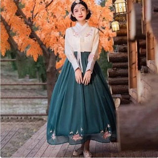 여성 한복 세트 전통한복 개량한복 드레스 돌잔치 하객한복 명절 행사 한복원피스 여성용 생활한복 세트 YHY