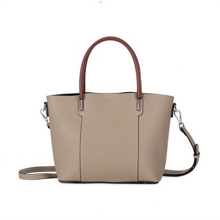 真皮托特包 頭層牛皮大容量手提斜挎包 通勤上班適用, 卡其色