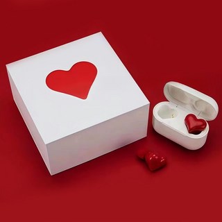 귀여운 하트모양 블루투스 이어폰 발렌타인 생일 기념일 여자친구 선물, 하트모양 레드, 단일 모델