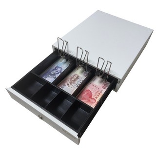 30型全新免電力收銀錢箱 附鑰匙 收銀機錢櫃抽屜, 1個, T型:以鑰匙轉開.無鈴聲,白, 白