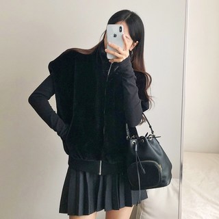 요시아나 [당일발송] 벨루안 에코 밍크 퍼 집업 조끼 2컬러