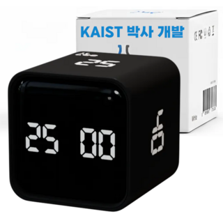 KAIST 박사 개발 뇌를 깨우는 닥터리 뽀모도로 타이머 무소음 중력식 90분 집중력타이머 2세대, 블랙, 1개