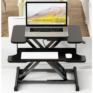 E家工廠 免組裝桌上型氣壓升降桌 站立辦公電腦桌 摺疊桌 可貨到付款, 176-氣壓升降電腦桌（黑色小號）