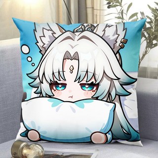 抱漫閣 三無將軍飛霄風堇知更鳥毛絨抱枕 學生宿舍房間床頭字體雙面靠枕禮物, 白底無圖單抱枕,45*45厘米+雙面圖案+送枕芯