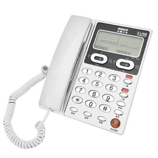 SANLUX 台灣三洋 TEL-868 雙螢幕雙外線 有線電話機, 白色