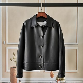 【真皮軟糯】綿羊皮皮衣 機車服 夾克外套 女裝外套 短款外套 黑色白色 修身顯瘦 春季穿搭 2026新潮款
