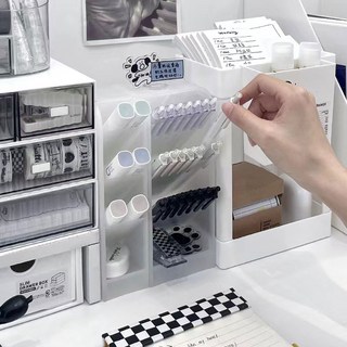 1+1 4단 사선 연필꽂이 스탠드 사무실 책상 볼펜꽂이 필기구 정리함 책상정리 볼펜 색연필 펜꽂이 필기구수납 생활용품 화장품 브러쉬 정리함, 블루/S, 블루/S