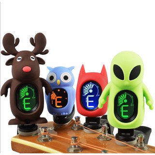 SWIFF 夾式調音器 吉他 烏克麗麗 貝斯 小提琴 木吉他 適用 高靈敏度, 1個, 貓頭鷹 (藍色)