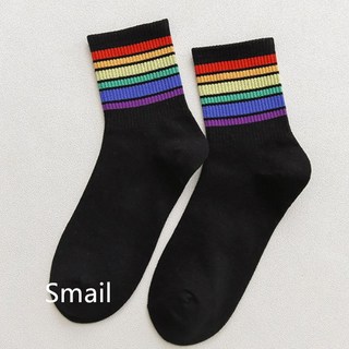微笑襪鋪 彩虹條紋中筒襪 學生襪 彈性襪 適用於男女款 (M29031)