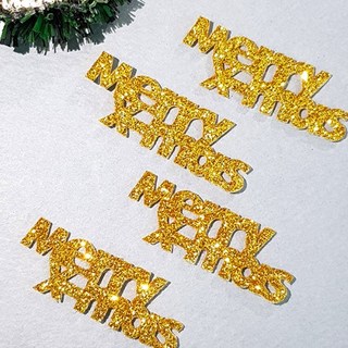50개) 골드 메리크리스마스 글씨 레터 장식 크리스마스선물 포장장식 리스만들기 트리오너먼트 카드 장식