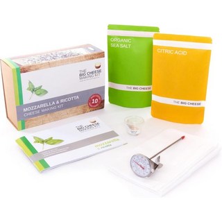모짜렐라 리코타 치즈 만들기 키트 - DIY 메이커 크래프트 프레시 모짜렐라 앳 홈 용품 및 채식용 레넷 포함 10 배치, Mozzarella and Ricotta Cheese, 1개