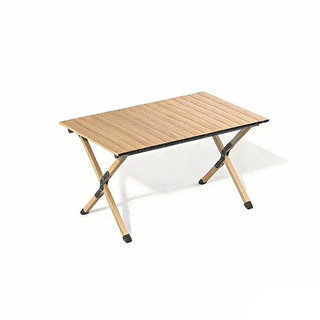 輕巧摺疊露營桌 寬敞桌面 堅固耐用 方便攜帶, 蛋卷桌-原木色