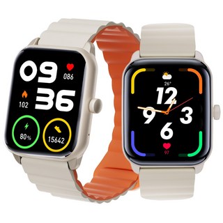 ebeiya 통화가능 스마트워치 대화면 운동측정 알림 확인 가능한, 블루투스, 4.65cm, 베이지+오렌지