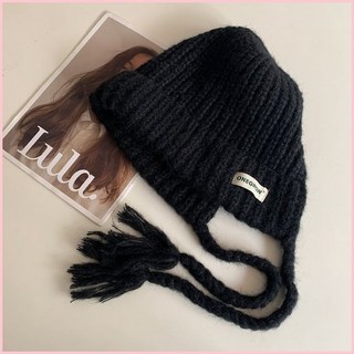 帽子女 保暖毛帽 韓版針織帽子女冬季 護耳帽 藍色護耳巴拉克拉法帽子女冬季秋冬天新款大頭圍保暖針織毛線帽紅