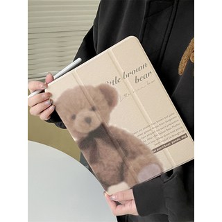 귀여운 봉제곰 아이패드 케이스 프로 에어 펜홀더 뽀글이 곰돌이 케이스, 곰돌이_Pro 2021 [12.9 인치], 1개