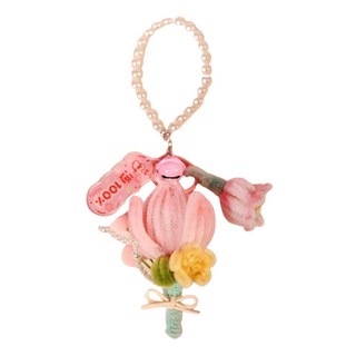 毛根珍珠吊飾材料包︱DIY掛飾 向日葵 玫瑰花 扭扭棒 手作 禮物 裝飾素材︱麥手作, C鬱金香(粉)