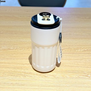 DFMEI 316不鏽鋼智能咖啡杯保溫杯禮品高顏值便攜提繩水杯學生隨行杯子, 1個, 1L, 保溫杯-黑色:450ml