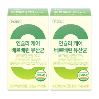 인슐라 케어 고함량 베르베린 92% 바나바잎 유산균, 2개, 60정