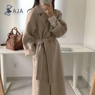 ZAJA 여성 가을/겨울 미디엄 핏 오버핏 편안한 트렌치 코트