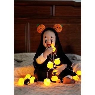 無臉男角色扮演服裝套裝 (含面具 手套) 萬聖節派對角色扮演服, 現貨-無臉男+臉貼+髮箍（80-110）, 1個