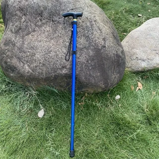 알루미늄 합금 접이식 지팡이 1개 텔레스코픽 워킹 스틱 야외 하이킹 트레킹 폴 노인용, 04 Blue
