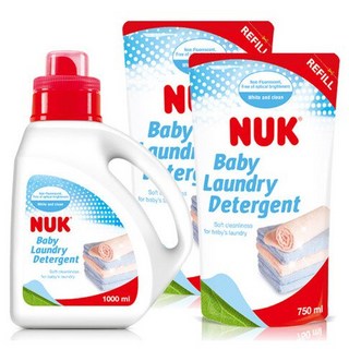 NUK嬰兒洗衣精促銷組 (1000ml*1罐 補充包750ml*2包) - 寶寶衣物清潔首選, 1個
