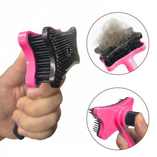파이 댕댕이 야옹이 반려동물 죽은털 제거 원터치 브러쉬, 러블리 핑크, 1개