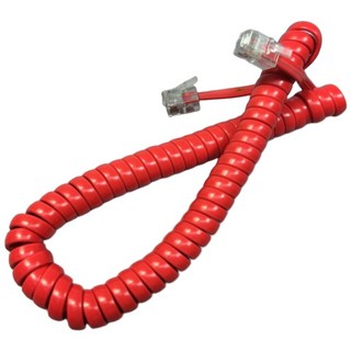 ATE583 電話聽筒線 4P4C 座機彈簧線 電話螺旋線 電話捲線 電話曲線, 紅色, 1個, 210cm