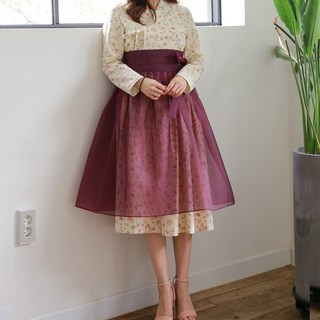 생활한복 실과바늘 노방 퍼플와인 덧치마