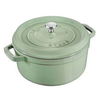 Staub La Cocotte 鑄鐵鍋 (晨露綠) 26cm 28cm 琺瑯鍋 圓形 湯鍋 燉鍋, 1個, 24cm
