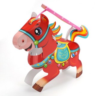 DIY小馬造型LED小提燈籠 (2026馬年) - 兒童節慶玩具, 小寶馬(紅色), 1個