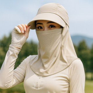 자외선차단 얼굴가리개 여름모자 햇빛가리개 일체형 썬캡 여성용 캠핑 골프 야외 필수템