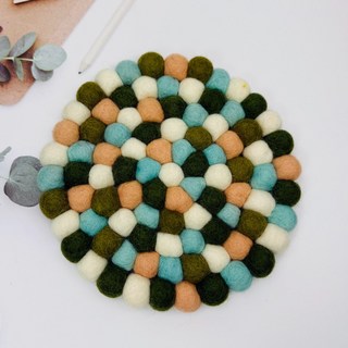 尼泊爾 手作彩織羊毛氈墊 圓形隔熱墊 『夢工場Cristal』, 1個